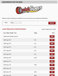 Quickspecs Wheel Alignment Specifications Quicktrick