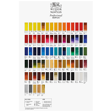 Winsor Newton Hand Painted Professional Acrylic Colour Chart