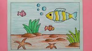 Bermacam macam jenis hewan laut yang ada di sana mereka berenang dengan sangat gembira. Cara Menggambar Pemandangan Bawah Laut Youtube