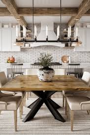 A white backsplash is often used to create a chic and trendy modern farmhouse kitchen, while natural and earthy colors offer a more rustic finish. Square Shiloh Industrial Steel Pedestal Table In 2021 Home Decor Kitchen Home Kitchens Farmhouse Dining