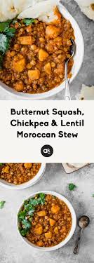 Butternut Squash Chickpea Lentil Moroccan Stew Ambitious Kitchen Recipe Vegetarian Stew Moroccan Stew Stew Recipes