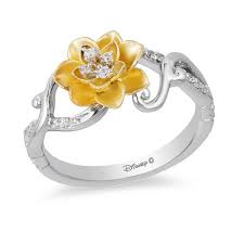 Enchanted Disney Tiana 1 10 Ct T W Diamond Water Lily Swirl Ring In Sterling Silver And 10k Gold Size 7