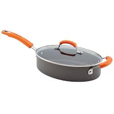 Rachael Ray Hard Anodized Ii Nonstick 3 Quart Covered Oval Saute Gray With Orange Handle To View Furthe Cookware And Bakeware Rachel Ray Cookware Saute Pan