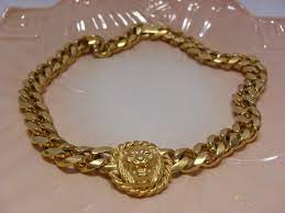Anne Klein Lion Head Necklace Gold Metal Choker Cuban Link Etsy Lion Head Necklace Metal Choker Necklace