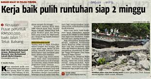 Telah mengancam penduduk kawasan tersebut. Jkr Pulau Pinang Auf Twitter Keratan Akhbar Berita Harian 9 11 2016