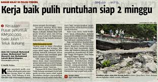 Jambatan kedua pulau pinang batu maung •. Jkr Pulau Pinang Auf Twitter Keratan Akhbar Berita Harian 9 11 2016