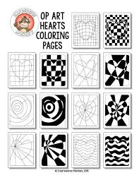 Op Art Hearts Coloring Pages Art Worksheets Op Art Lessons Art Cube