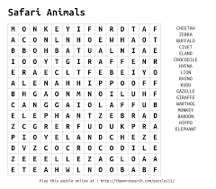 Play Word Search Puzzles On Line Including This One More At Http Thewordsearch Com Kids Word Search Word Find Safari Animals