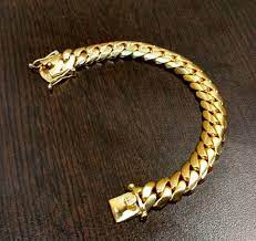 14k Gold Plated Sterling Silver Miami Cuban Link Bracelet Made By Universal Cuban Chain