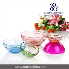 Colorful Bowl Set Stakable Food Bowl With Lid Glass Candy Bowl Glass Fruit Bowl Glass Bowl Decor