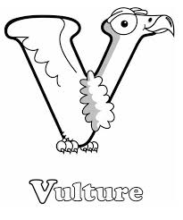Color the alphabet v and object image assigned with it to complete the activity. Vulture Letter V Coloring Page Free Printable Coloring Pages For Kids