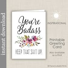 Birthday Card For Boss Printable Printable Card For Badass Women Female Boss S Day Card Etsy Birthday Cards For Women Printable Cards Birthday Cards