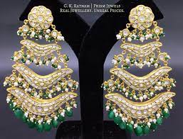 23k Gold And Diamond Polki Pasa-style Chandelier Earring Pair Gold Jewelry Necklace Jewelry Gold Enamel Jewelry