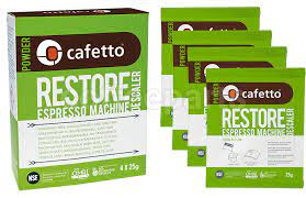 It's in the form of tablets that works on all tassimo coffee machines. Cafetto Restore Coffee Machine Descaler 4 Pack Coffee Parts