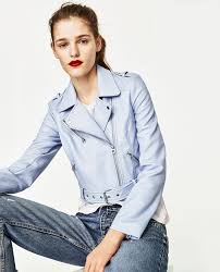 Cropped Biker Jacket From Zara In Sky Pale Blue Now 35 Giacca Zara