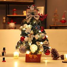 These artificial christmas trees make great table top decorations and can add some elegance on your window sill. Ams 18 Tabletop Mini Artificial Christmas Tree Decor With Warm White Lights 45cm Silver Farmhouse Goals