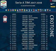 In questa sezione puoi trovare tutte le notizie sul calcio serie a, le curiosità sulla tua squadra preferita e tutte le notizie di calciomercato su juventus, napoli, milan, inter, roma, lazio e molte altre. Fc Crotone Serie A Tim 2017 18 Il Calendario Dei Facebook