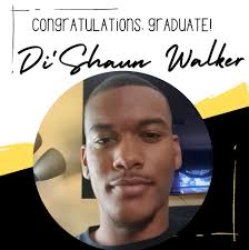 Let's celebrate our next graduate: Di Shaun Walker! Di Shaun (he/him/his)  is graduating with Bachelor's degrees in History and Social Studies  Education! Di Shaun has been one of our very cool Aspiring