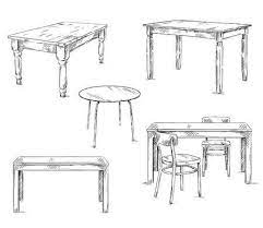 Set Of Hand Drawn Tables Vector Illustration Table Sketch Drawing Table Interior Design Sketches