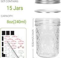 Amazon.com: Keketin 15 Pack 8 oz Wide Mouth Diamond Glass ...