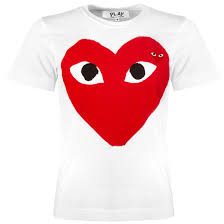 Comme des garcons play long sleeve heart logo stripe tee black & white. Comme Des Garcons Play T025 Red Heart Logo T Shirt White Hervia