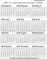 Sri Lanka Bank Holidays 2019 Free Download National Holiday Calendar Holiday Calendar Calendar 2019 With Holidays