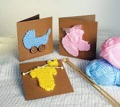 Collection by queen babs aka jane balke andersen. Three Wonderfully Cute Knitting Patterns For New Baby Cards Or Baby Shower Invitations These Cards Are Baby Cards Handmade Baby Greeting Cards Baby Girl Cards