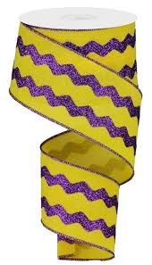 Lsu Wired Ribbon Purple And Yellow Ricrac Ribbon Wired Etsy Wired Ribbon Ribbon Sports Wreaths