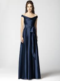 Off The Shoulder Charmeuse Dress From Dessy In Midnight Blue Dessy Bridesmaid Dresses Bridemaid Dress Bridesmaid Dress Styles