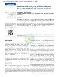 Pdf Anaesthesia For Emergency Ventriculo Peritoneal Shunt In An Adolescent With Noonan S Syndrome