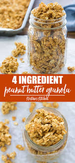 Homemade So Easy 4 Ingredient Peanut Butter Granola Recipe This Healthy Granola Is Ma Granola Recipe Homemade Easy Granola Recipe Peanut Butter Granola Recipe