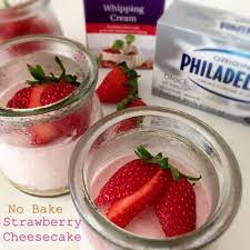 no bake strawberry cheesecake in a jar 免烤草莓乳酪蛋糕 baked strawberries strawberry cheesecake cheesecake