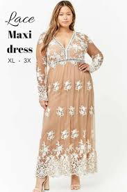 Forever 21 An Embroidered Lace Knit Maxi Dress Featuring A Partial Lining Sheer Yoke And Sleeves A Plunging N Maxi Dress Plus Size Dresses Lace Maxi Dress