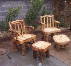 Log Patio Chairs And End Tables Foot Stools Log Furniture Outdoor Furniture Sets Rustic Furniture