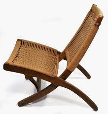 Hans Wegner Style Wicker Folding Chair Folding Chair Chair Mid Century