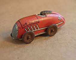 Antique Tin Toy Racing Car Lucky Number 4 Etsy Tin Toys Antique Toys Metal Toys