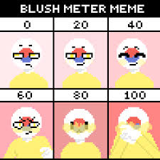 Pixilart Blush Meter Meme By Skorea Try your hand at the blush meter challenge by drawing what your rendition of the blush progress of a person looks like. pixilart blush meter meme by skorea