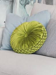 Green Handmade Round Smocking Embroidered Decorative Velvet Etsy Decorative Pillows Handmade Pillows Velvet Cushions
