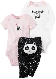 Carters 3 Pc Cotton Panda Bodysuits Pants Set Baby