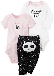 carters 3 pc cotton panda bodysuits pants set baby