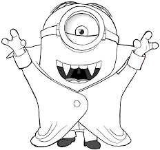 How To Draw Stuart As A Vampire From Minions Movie 2015 Drawing Tutorial How To Draw Step By Step Drawing Tutorials Minion Coloring Pages Halloween Coloring Pages Minion Halloween