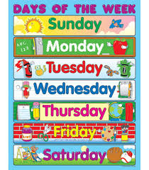 days of the week chart for kids sada margarethaydon com