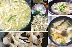 Bila dah agak lembut, baru masukkan cendawan yang telah disiat siat dan daun sawi. Sup Cendawan Tiram Mudah Dimasak Lagi Menyihatkan