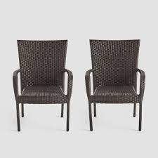 Add versatile outdoor seating for dining, chatting or relaxing poolside with the stackable morgan outdoor wicker side chair from patio sense. Littleton 2pk Wicker Patio Stackable Club Chair Brown Christopher Knight Home Target