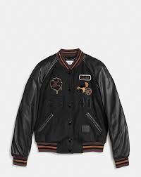 Black And White Varsity Jacket Womens Coach Classic Varsity Jacket Alternate View 1 Jackets Brown Bomber Jacket Varsity Jacket
