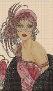 11ct lady pattern stamped cross stitch kit needlework canvas printing chinese embroidery set diy handwork home decoration. Cross Stitch Chart Art Deco Lady In Pink Dress No 10vb 47 Large Print Art Deco Cards Art Deco Posters Art Deco Fashion