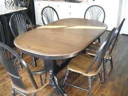Refinish Oak Table Refinished Dining Set Two Toned Can You Stain Black In 2020 Dining Room Table Chalk Paint Dining Room Table Oak Dining Room Table