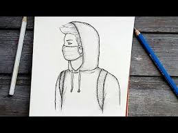 رسم سهل تعليم رسم ولد يرتدي كمامة بالرصاص للمبتدئين بطريقة سهلة وبسيطة رسم كيوت youtube easy drawings sketches cool drawings pencil drawings easy