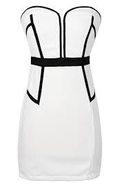 Outline The Plan Strapless Dress In White Black Www Lilyboutique Com Black And White Summer Dresses Black And White Cocktail Dresses White Dress Summer