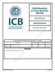 Bktb Icbtest 2a Mm 2018 V1 Pdf Bookkeeping To Trial Balance Bktb M Y Icb Test 2a Memorandum In In Ga Ca De Apr 2018 To Mar 2019 This Test Paper Course Hero